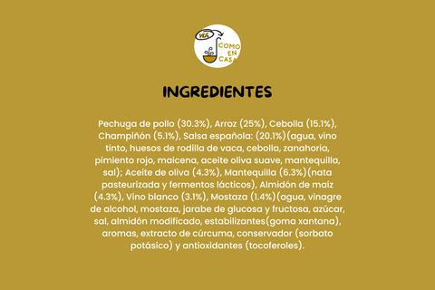 Pollo strogonoff con arroz (350g)