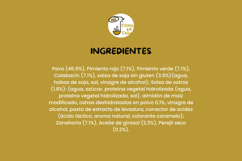 Tiras de pavo salteados con verduritas y soja (350g)