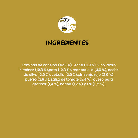 CANELONES DE PATO CON SALSA PEDRO XIMENEZ (300gr)