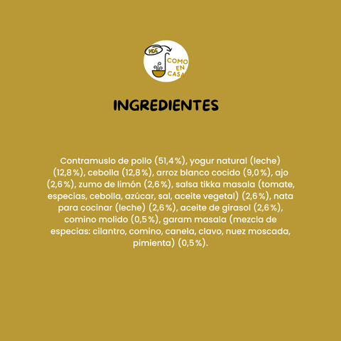 Pollo tikka massala con arroz 350g