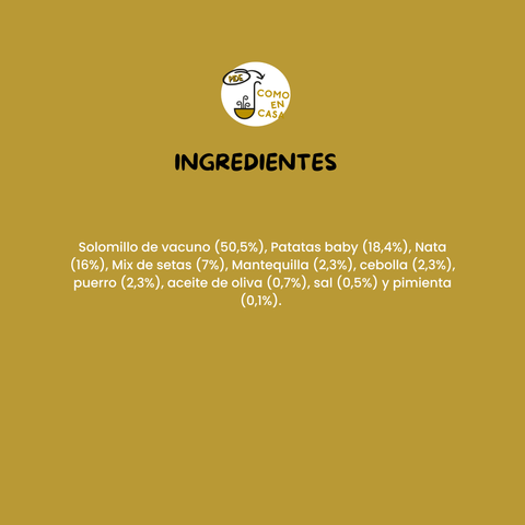 SOLOMILLO DE VACUNO CON SALSA DE SETAS Y PATATAS BABY  (200g)