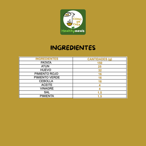 Ensalada de patata, huevo cocido, atún, pimiento rojo y verde