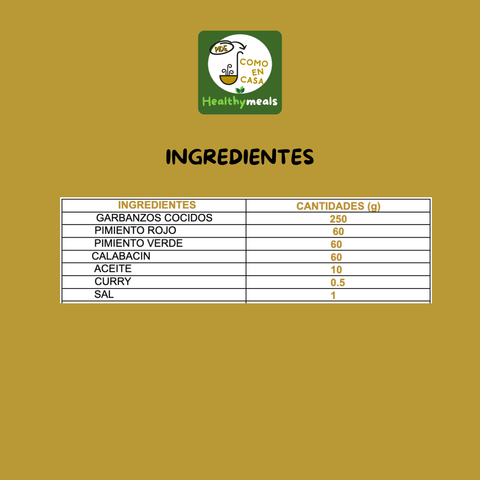 Garbanzos con curry y verduras salteadas