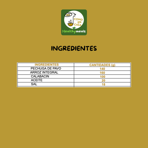 Pechuga de pavo con arroz integral y calabacín