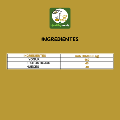 Yogur griego con frutos rojos y nueces