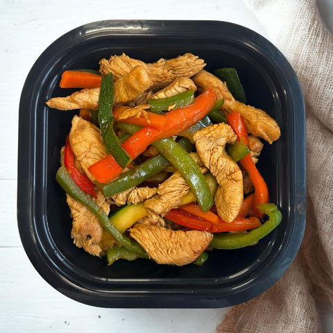 Tiras de pavo salteados con verduritas y soja (350g)