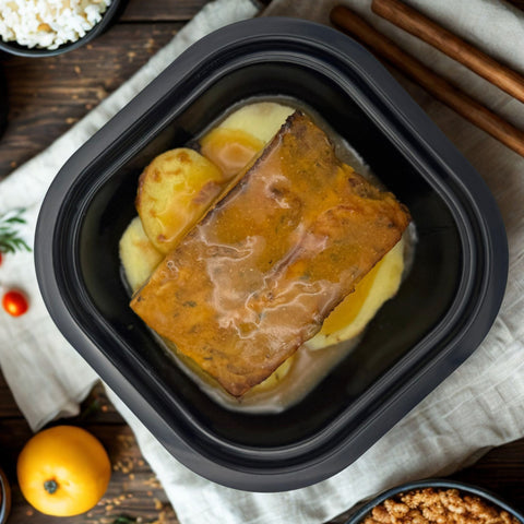 Costilla asada a la miel con patata pandera 350g