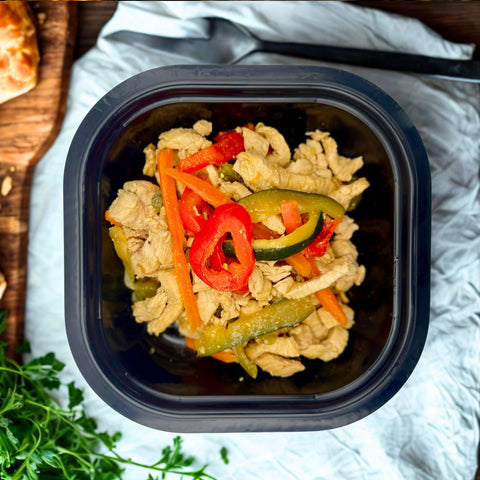 Tiras de pavo salteados con verduritas y soja (350g)